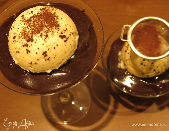 Посыпаем какао на вершины.