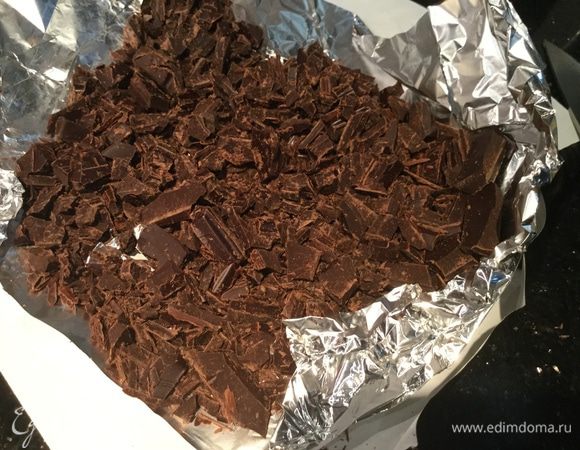 Шоколад порубите и добавьте в тесто, аккуратно перемешайте.
