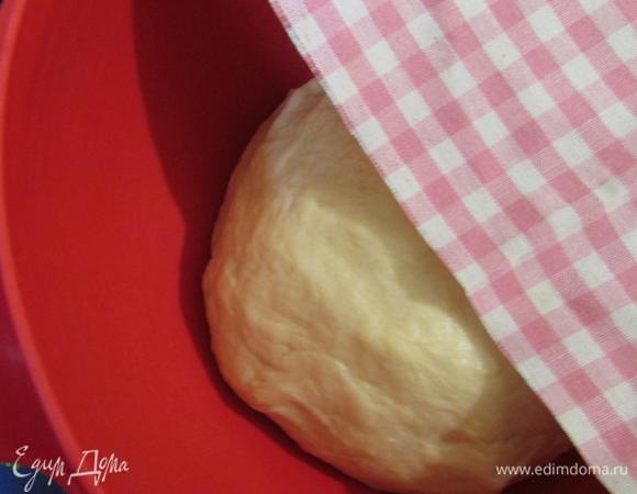 Затем положить в миску и накрыть салфеткой или пищевой пленкой. Поставить в теплое место на расстойку, примерно 30 — 40 минут.