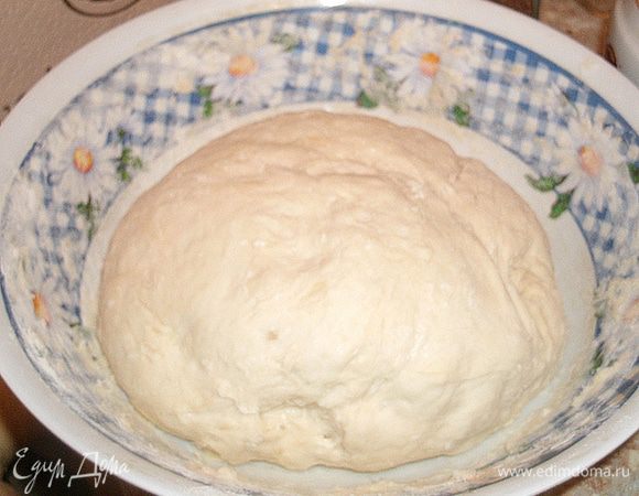 Когда опара станет ноздреватой и поднимется «шапочкой», добавить к ней растительное масло, остальную муку и вымесить тесто. Поставить в теплое место на 1 час. 