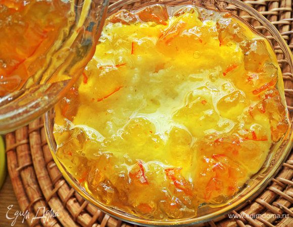 Далее слой каши и слой апельсинового джема.