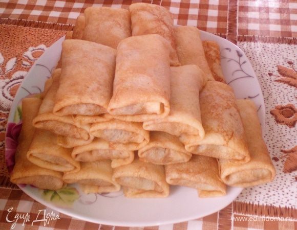 Вот и все! Наши блинчики готовы. Хороши как со сметаной, так и без.
Налетай!