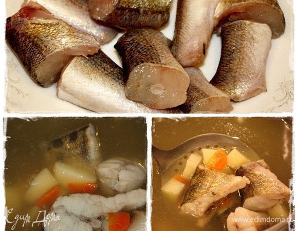 Поварив их минут 10 — 15. Пока картошка будет почти готова. А потом уже рыбку в кастрюльку и отправим.
И варим на небольшом огне. Тут посолить надо. Вернее, скорректировать уху на соль. До уже достижения, практически, готового вкуса.
Рыба сварится довольно быстро. За это время и картошка с морковкой дойдет.
И как только рыба побелела, в общем, сами увидите, что она почти готова.