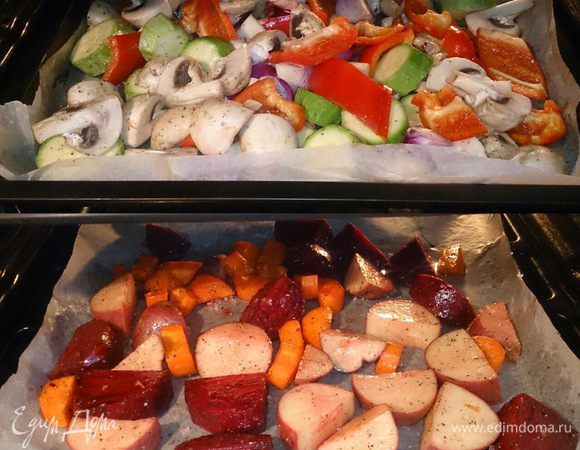 Ставим запекать в духовку, разогретую до 200°С, на 20 минут. Если на фото не очень хорошо видно, то можно нажать кнопочку «на весь экран».