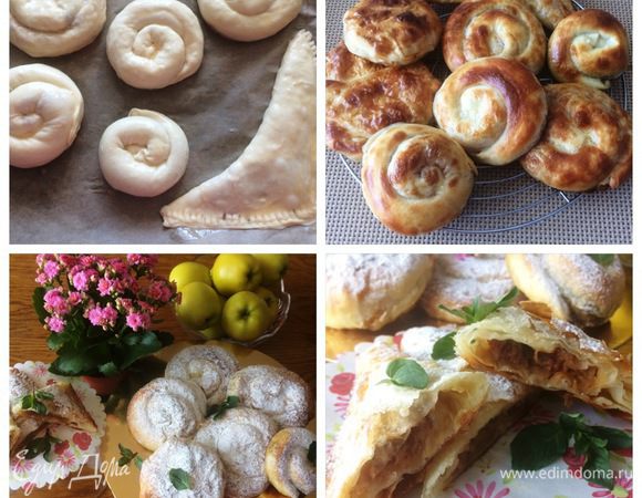 Также выпекаем в разогретой духовке минут 25-30. 
Яблочные плацинды остужаем, посыпаем сахарной пудрой и подаем к чаю или кофе.
Приятного аппетита!