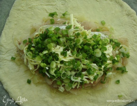 Сверху посыпать зеленым луком.