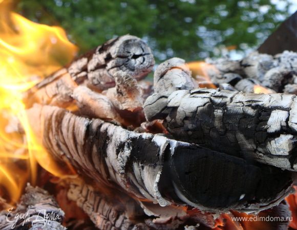Подготовить угли, у меня березовые.