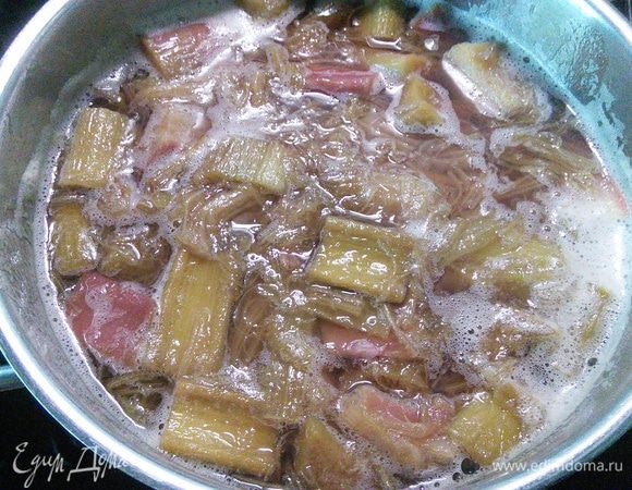 Варить минут 40, пока ревень станет мягким и разойдется на волокна. Отвар охладить и поставить в холод (у меня холодильник, можно в холодный погреб) на 2 дня настаиваться. 