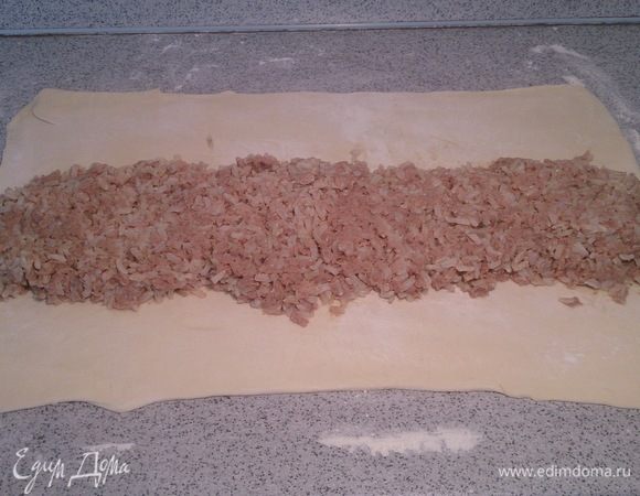 Выкладываем рис с тунцом.