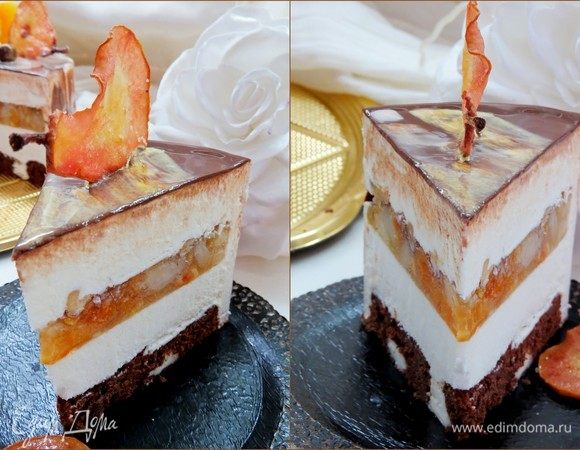 Даем тортику разморозиться в холодильнике в течение 3-4 часов, разрезаем и наслаждаемся тонким и необычным вкусом.
