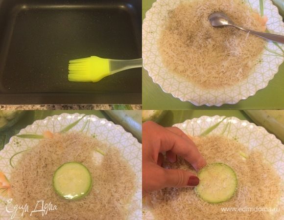 Противень слегка смазать маслом. К сыру и сухарикам добавить соль, перец и перемешать. Кружочки обвалять в сухарях.