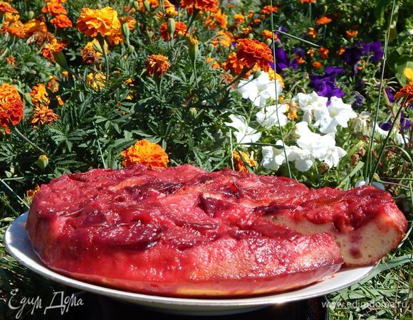 Форму с пирогом накрыть тарелкой и перевернуть пирог. Остудить и подавать к чаю. Приятного чаепития! 