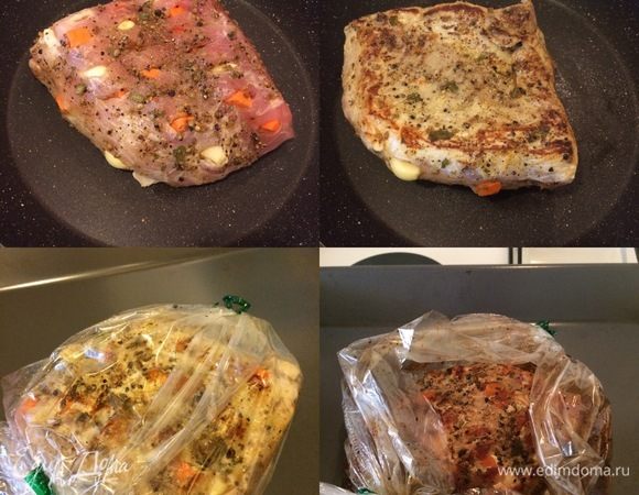 Духовку разогреть до 170°С. Сковороду с толстым дном хорошо разогреть и обжарить мясо со всех сторон на сильном огне. По 1-2 мин. с каждой стороны. Аккуратно положить мясо в рукав для запекания и жарить до готовности 1,5-2 часа. За 30 минут до готовности разрезать верх рукава, полить мясо образовавшимся соком, увеличить температуру духовки до 190°С и дать слегка подрумяниться.