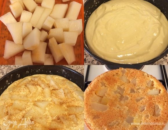 Дыню нарезать кубиками. Перелить тесто в форму. Сверху положить дыню, присыпать сахаром и корицей. Выпекать 30-35 минут до «сухой спички».