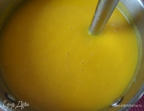 Пробить суп блендером.