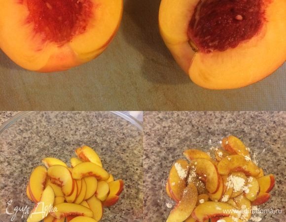 Нектарины нарезать. В миске смешать нектарины, сахар, кардамон, крахмал и сок лимона.