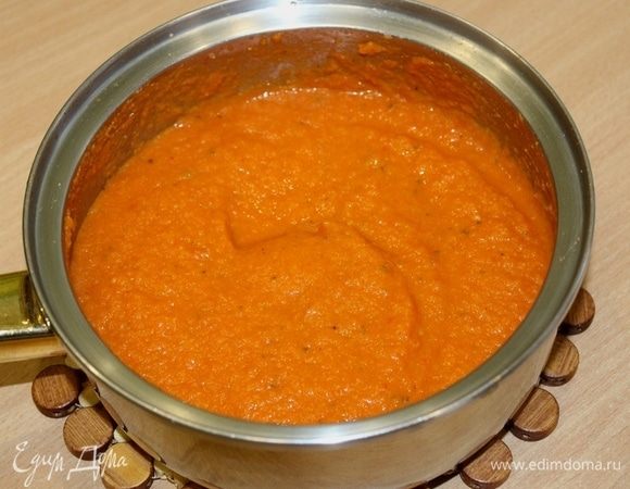 Измельчаем погружным блендером.