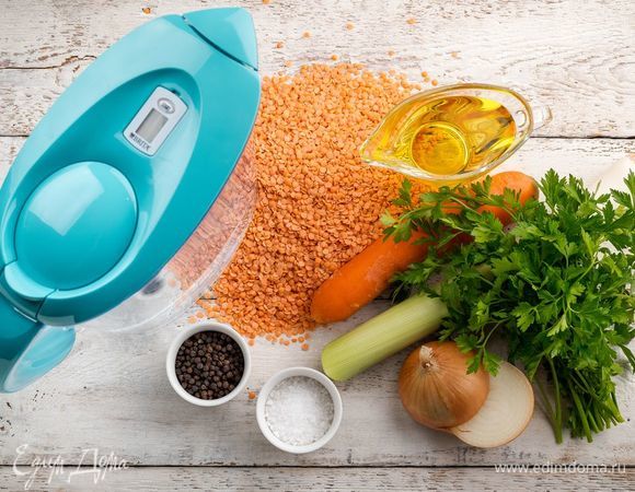 Для приготовления согревающего чечевичного супа нам понадобятся следующие ингредиенты.