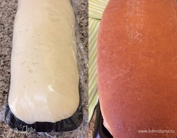 Накрыть пленкой и оставить еще на 1 час. Духовку нагреть до 180°С. Выпекать хлеб 35-40 минут.