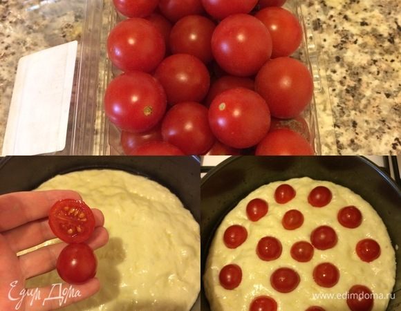 Помидорки разрезать, выложить сверху на хлеб и присыпать соль.