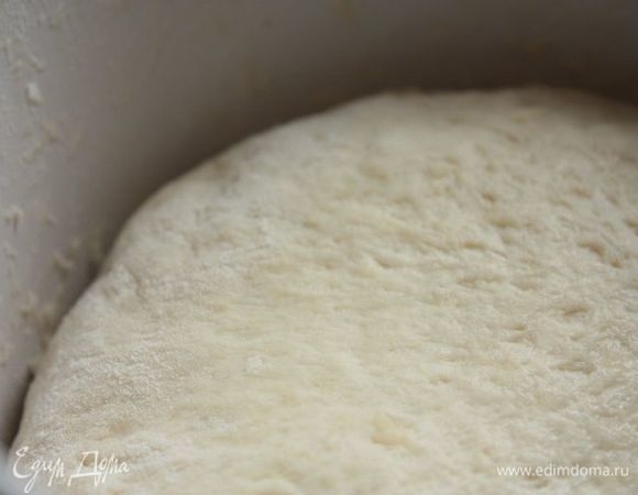 Выложите его в чистую посуду, накройте его полотенцем и оставьте примерно на 1 час в теплом месте.
Подошедшее тесто тщательно обомните и оставьте в тепле еще на полчаса. Подошедшее тесто еще раз обомните и разделите на порционные кусочки. Уберите их под полотенце на 10-15 минут.