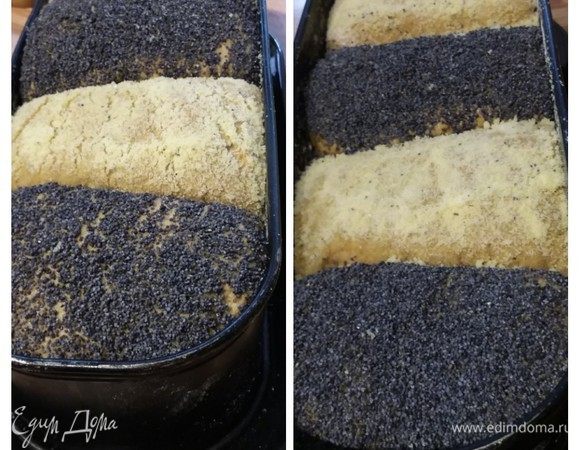 Выложить в форму швом вниз. Если у вас есть подходящие формочки меньшего размера ~20×11 см, то можно испечь 2 небольшие буханочки хлеба. Тогда тесто изначально разделить на 6 частей и уложить в каждую из форм по 3 рулета. Опять накрыть пленкой и оставить в теплом месте на расстойку еще на 1 час. 