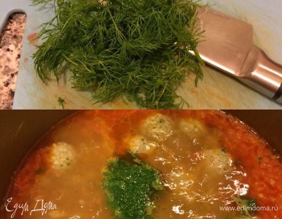 Затем добавить укроп, соль, перец по вкусу и снять с огня.