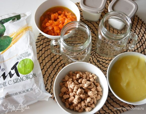 Сборка: пшеничные отруби «Лито», яблочное пюре, йогурт, тыква. 