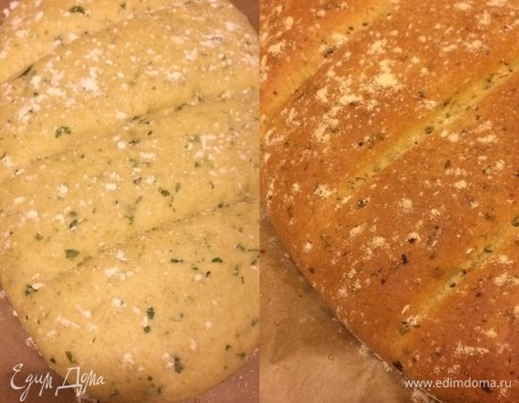 Переложить аккуратно хлеб на противень и выпекать 30-35 минут. Готовый хлеб полностью остудить на решетке.