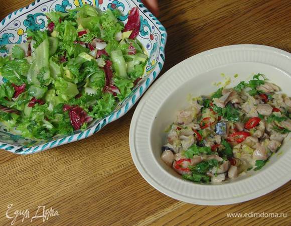 Подавать севиче с салатом.