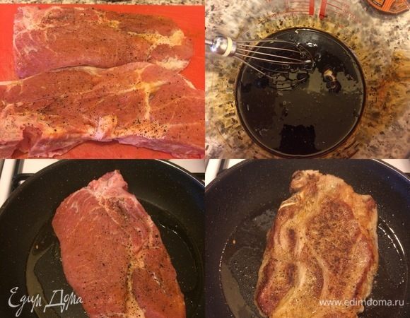 Духовку нагреть до 160–170°С. Мясо вымыть, обсушить бумажным полотенцем, посолить, поперчить и посыпать паприкой. В сковороде разогреть оливковое масло и обжарить мясо 1–2 минуты с обеих сторон. Лук нарезать и сложить в чугунок, сверху положить мясо. В миске смешать соевый соус, вустерский соус, сок лайма, мед, имбирь и чеснок.