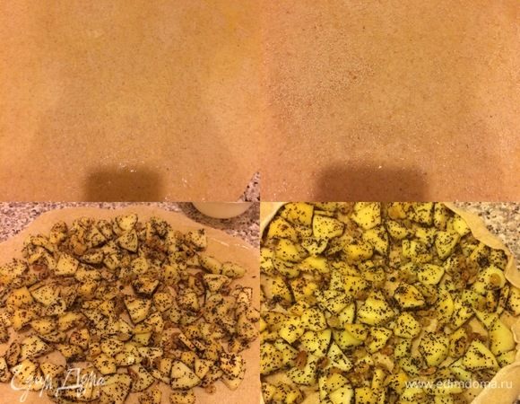 Духовку нагреть до 180°С. Тесто раскатать тонким слоем, смазать 1 ст. л. растопленного сливочного масла. Затем посыпать сухарями.тВыложить начинку и сверуть в рулет.