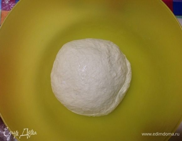Замешанное тесто кладем в миску, затягиваем пленкой и ставим в теплое место на 1,5–2 часа. У меня стояло 2 часа, потому что я была занята другим делом.