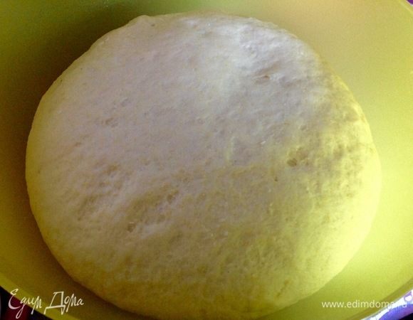 Чистую большую миску смазываем растительным маслом, кладем туда тесто, закрываем полотенцем или пленкой и ставим в тихое теплое место на 1,5-2 часа, чтобы тесто подошло и увеличилось вдвое. Тесто подошло.