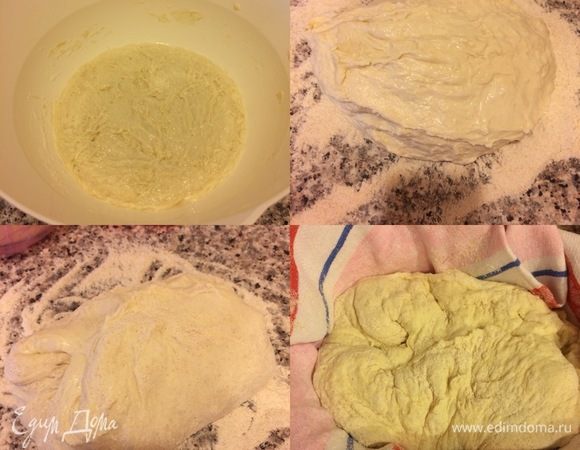 За 1 час до выпечки достать тесто из холодильника. Спустя 1 час переложить тесто на рабочую поверхность, свернуть и переложить швом вверх в корзину на расстойку на 1,5–2 часа.