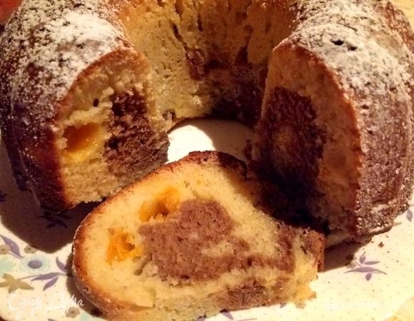 Разрез поближе. Очень вкусный, и рисунок получается симпатичный у кекса:)