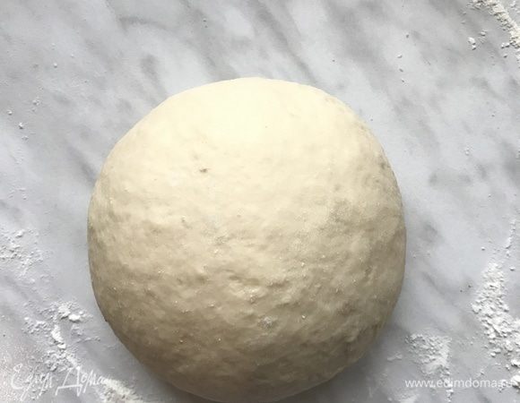 Вымешивайте тесто 5–7 минут, сформировать шар. Выложить на тарелку, накрыть мокрым полотенцем и убрать в холодильник на 30 минут.