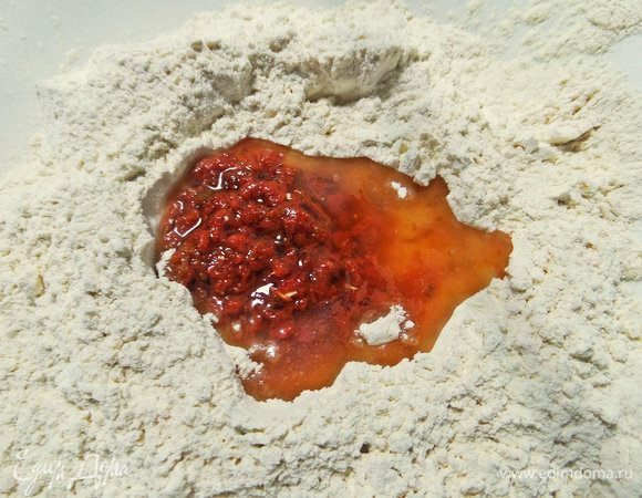 Перелить в муку.