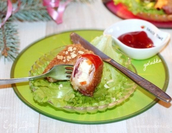 Сырная закуска в разрезе.