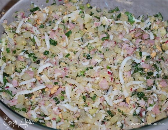 Порезать укроп и кинзу и все перемешать.