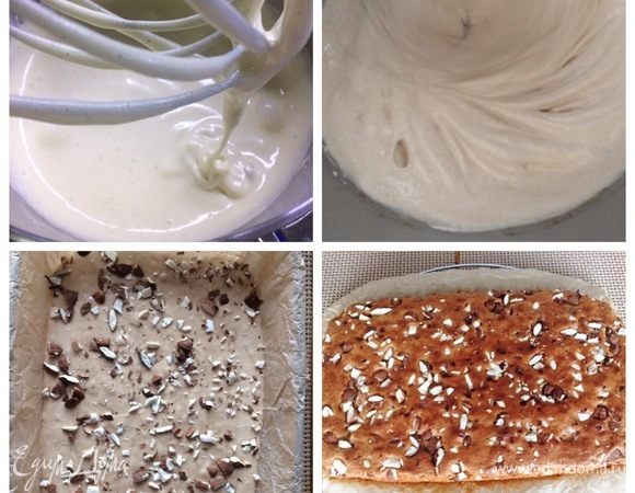 Разогреваем духовой шкаф до 180°С. Яйца при помощи миксера взбиваем с сахаром и медом.   Взбитую яичную смесь устанавливаем на водяную баню и продолжаем взбивать около 10 минут до получения пышной муссовой массы.  Растопить сливочное масло, немного остудить. Муку просеять. Смешать муку с разрахлителем и солью, добавить к яичной смеси, перемешать. Затем добавляем растопленное масло и опять все перемешиваем. Полученное тесто выкладываем в форму для выпечки, застеленную пекарской бумагой. Форму подбираете сами, в зависимости какой торт будете печь. У меня прямоугольная, т.к. я вырезала потом в виде сердца и под формы для пирожных. Бисквит выпекаем приблизительно минут 10 при температуре 180°С (но следим за своей духовкой, они все разные). Готовый бисквит остужаем на решетке и вырезаем из него необходимые формы. Эти формы замораживаем и используем при сборке торта/пирожного. 
