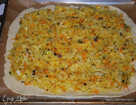 Первым слоем выложим капусту.