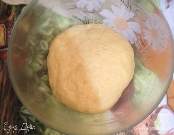 Скатайте тесто в шар,положите в миску и накройте пищевой пленкой. Оставьте подходить в теплом месте на 1 час.