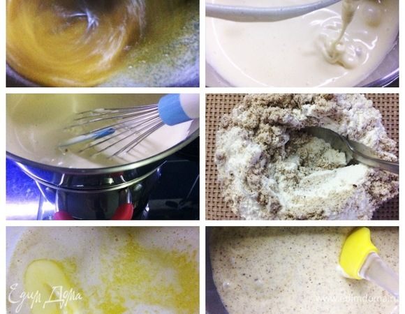 Подготовим необходимые ингредиенты для приготовления бисквита.
Разогреваем духовку до 180°С. Яйца при помощи миксера взбиваем с сахаром. Взбитую яичную смесь устанавливаем на водяную баню и продолжаем взбивать около 10 минут до получения пышной муссовой массы. Растопить сливочное масло, немного остудить. Муку просеять. Смешать все сухие ингредиенты, добавить к яичной смеси, перемешать. Затем добавляем растопленное масло и опять все перемешиваем. Полученное тесто выкладываем в форму для выпечки 22*22 см, застеленную пекарской бумагой.  Выпекаем бисквит при 180°С около 10 минут (следим за своей духовкой).
