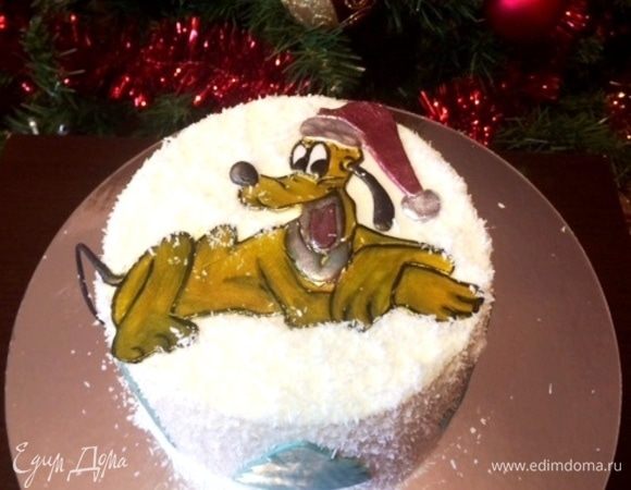 Украсила я свой торт собакой из шокомастики. Символ 2018 года — Желтая Земляная Собака.