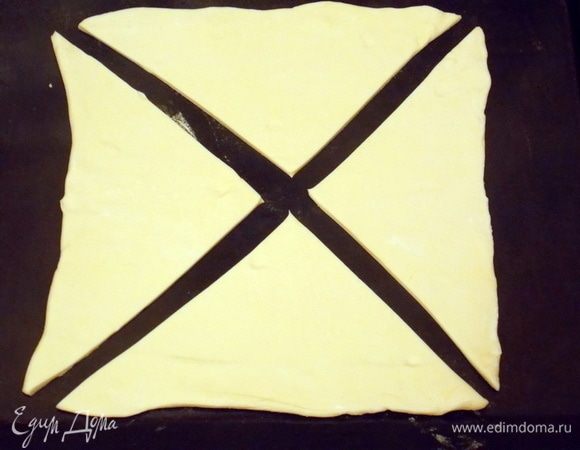 Положить на противень. В яйцо добавить молоко и немного взбить. Смазать тесто и посыпать сахаром.