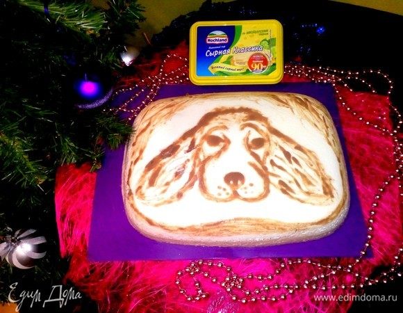 Когда первый слой застынет, выливаем второй и снова в холодильник. Когда оба слоя застынут, можно украсить на свой вкус. Я в качестве украшения использовала взбитую смесь творога, какао и сахара. 