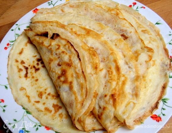 Вышло 7 мягких блинчиков.