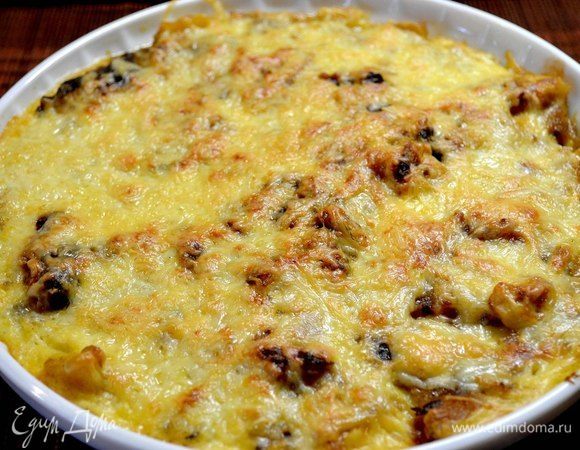 Приготовила еще одну «Мусаку».
Только теперь добавила еще и грибов.