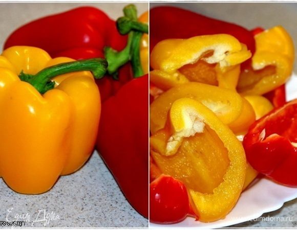 А раз хочется, значит, надо приготовить. Я расскажу про свой, что называется, набор овощей, но замечу, что простор для фантазии тут ограничен только собственными пристрастиями и немножко, конечно, возможностями.
Итак. Перец сладкий болгарский или просто паприка. Его называют по-разному. С ним все просто. Вычистить и нарезать. Мы режем дольками, но, в принципе, как вам удобно, так и режьте.
